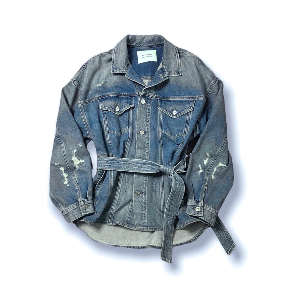 Anthropologie X Citizens Of Humanity Dolly Belted Distressed Denim Jacket Xl